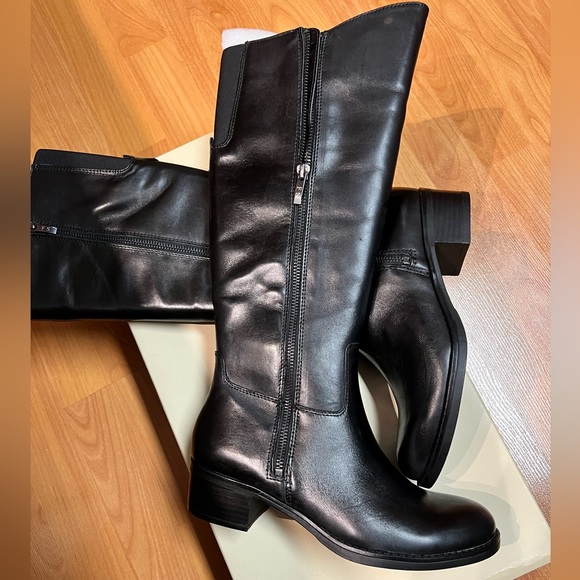 New in Box - Franco Sarto Black Leather Long Boots (US 7) * Christina - Picture 7 of 16